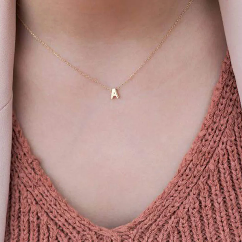 

Fashion Tiny Initial Charms Necklace Pendant Metal 26 Letters For Jewelry Personalized Cut Letters Single M Necklaces Gift
