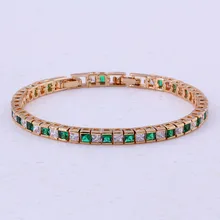 Замечательный зеленого цвета с украшением в виде кристаллов и с белым кубическим цирконием ювелирные изделия из желтого золота Цвет модный очароватеьлный с Браслеты для Для женщин ювелирные изделия D0064