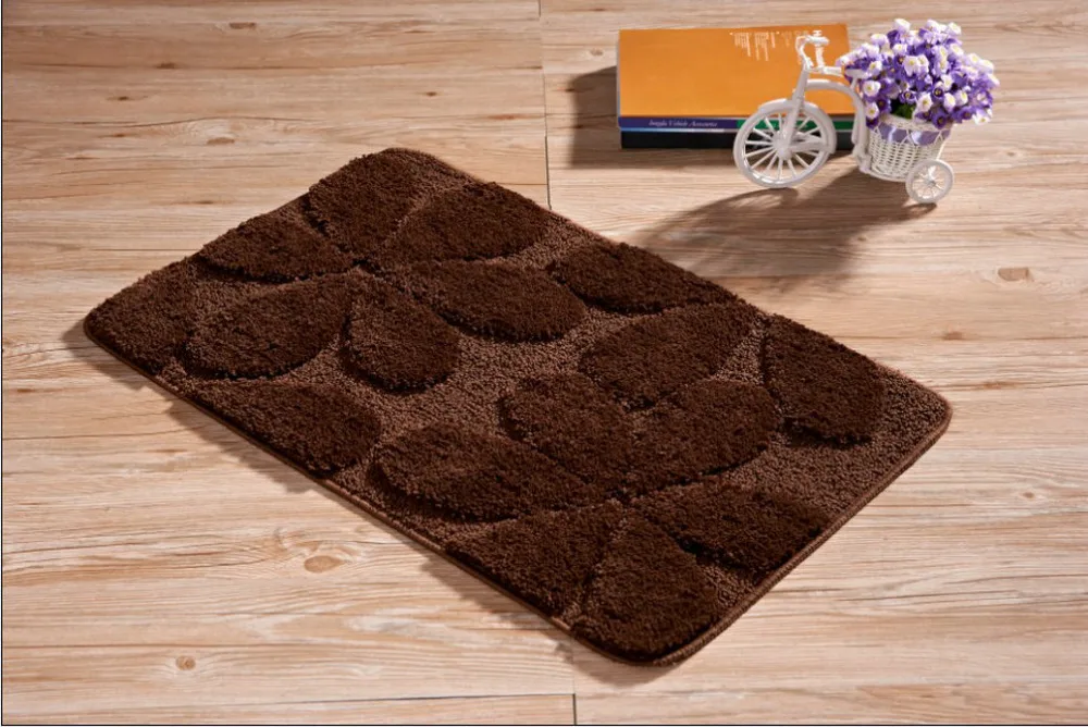 

NiceRug Superfine Microfiber Brown Floral Rug Floor Door Mats Non Slip Absorbent Bath Mat Bathroom Shower Rugs Carpet Decor