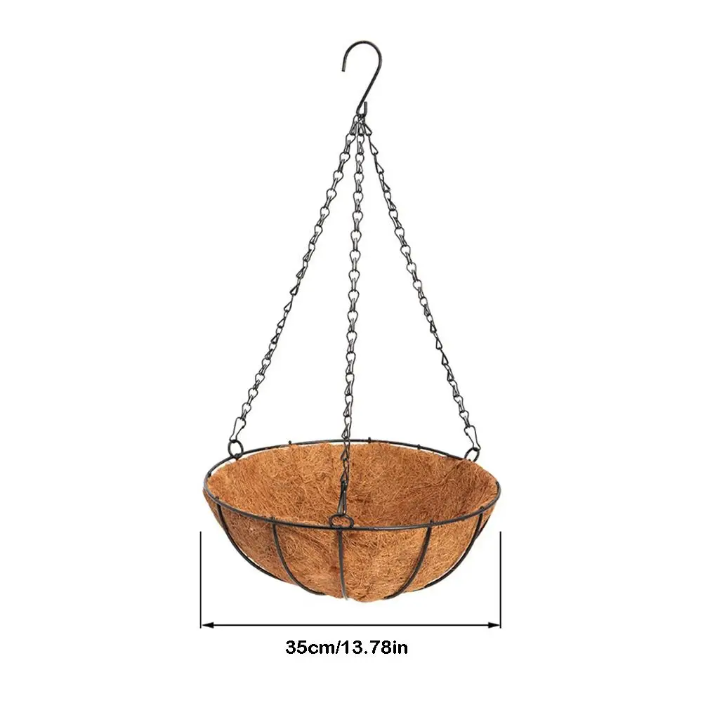 Наружная подвесная корзина, садовые горшки, горшки, цветочный горшок, металлический с кокосовым вкладышем, держатель для растений с цепочкой для украшения дома и сада
