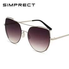 SIMPRECT Негабаритных кошачий глаз солнцезащитные очки для женщин градиент большой кошачий глаз солнцезащитные очки мода ретро металл Lunette De Soleil YJ1021