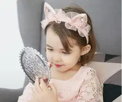 Принцессы кошачьи уши оголовье девушки пряжи Hairband обруч для волос повязка на голову аксессуары для волос для детей украшения для волос