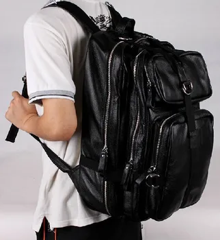 Fashion Real Leather Backpack Men Backpack women Genuine Leather Backpack Rucksack big Travel Bag Luggage bag black brown M152 100% genuine real crocodile belly skin women backpack bag matt alligator skin small lady backpack daily bag strap top handles