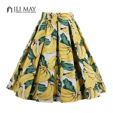 Jli may в винтажном стиле; женская летняя юбка банан ананас платье миди с принтом желтого цвета в стиле 50-х качели ретро вечерние короткие юбки