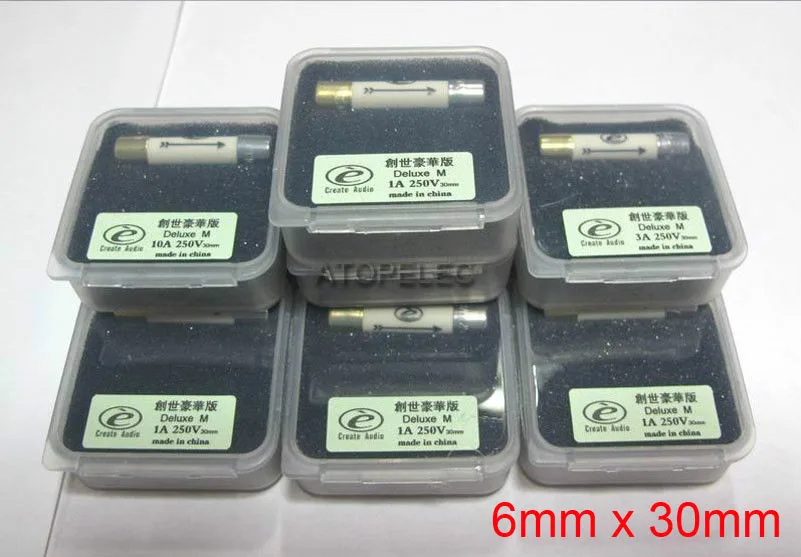 

1pc 6x30mm CREATE AUDIO Gold Rhodium Plated Deluxe Luxury Nano Fuse 6mm x 30mm T Slow Blow 1A 3A 5A 10A 15A 20A 250V