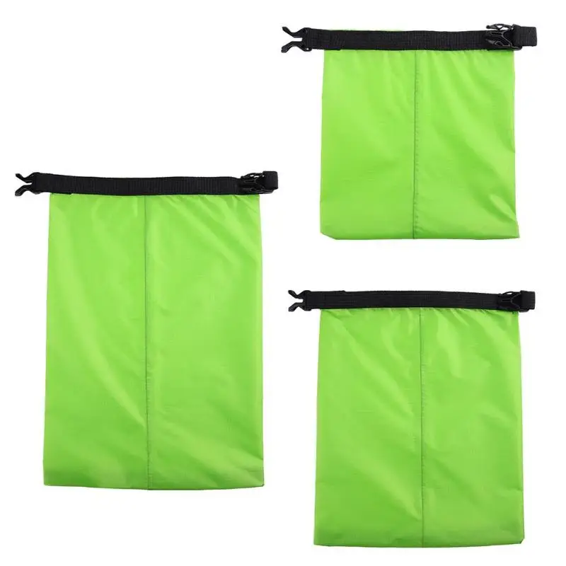 

3pcs/set Coated Silicone Fabric Pressure Waterproof Storage Green Pouch Rafting Canoeing Boating Dry Bag Organizer