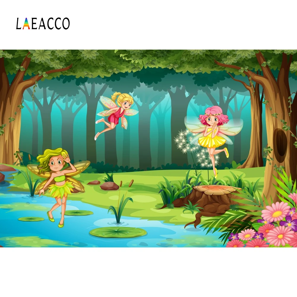 Laeacco мультфильм Ангел Эльф цветы сцена ребенок дети фотографии фоны Dreamlike
