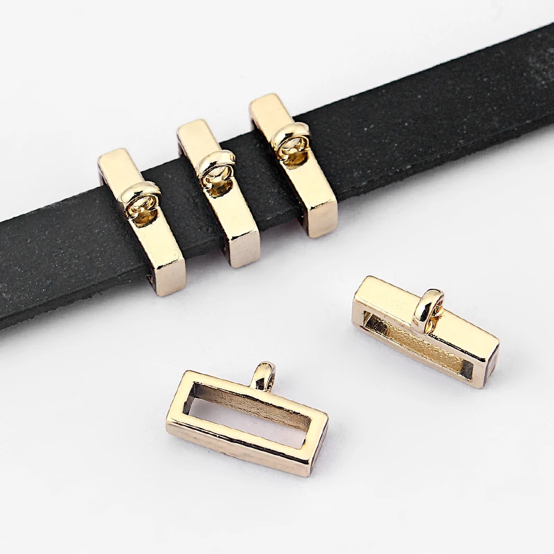 

10pcs Gold Tone Slider Spacer Charms Beads fit Flat Leather Cord DIY Bracelet&Bangle Necklace Jewelry Making Accessories