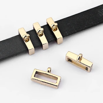 

10pcs Gold Tone Slider Spacer Charms Beads fit Flat Leather Cord DIY Bracelet&Bangle Necklace Jewelry Making Accessories