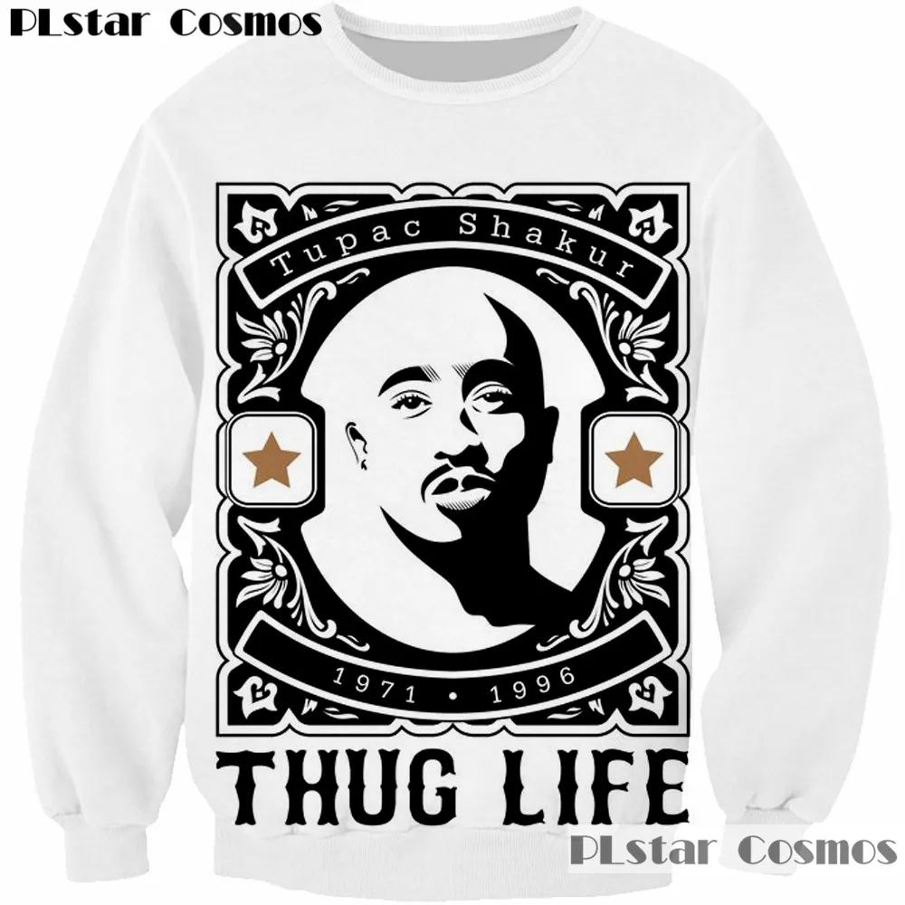  2018 New Men Women Sweatshirt Hoodies 3D Print Rock Singer 2pac Tupac Shakur Sweatshirt Cool Long S