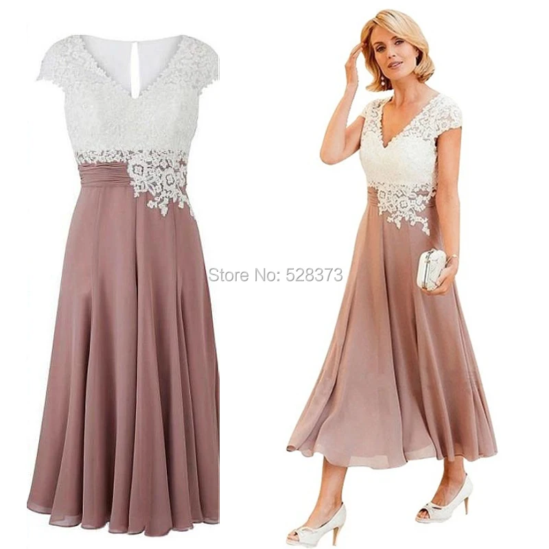 

YNQNFS MD106 Summer Party Dress Formal Gown Cap Sleeves Two Color Chiffon Mother of the Bride Dresses Tea Length 2019