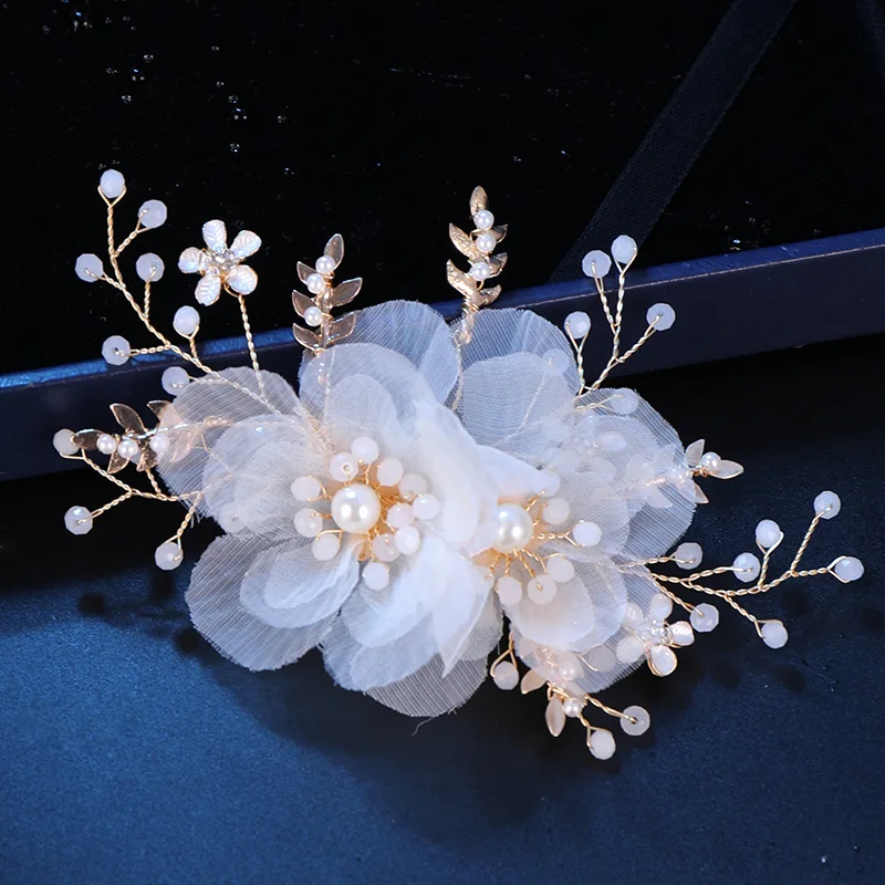 Flower Headwear Hair Clips For Women Headband Hairpin Pearl Bride Hair Ornaments Wedding Head Pieces