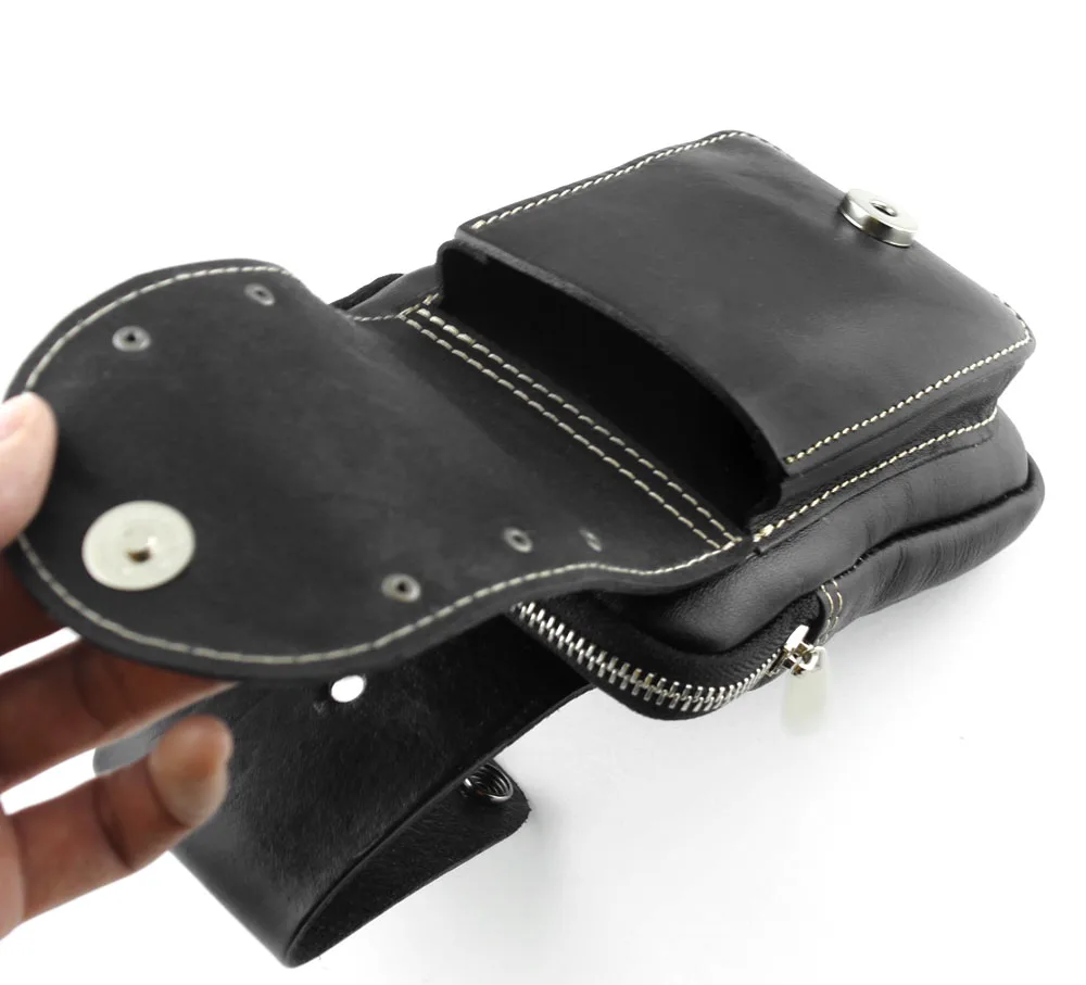 Мужская винтажная сумка из натуральной кожи с заклепками и ремнем в стиле панк, Байкерский карман для телефона, поясная сумка