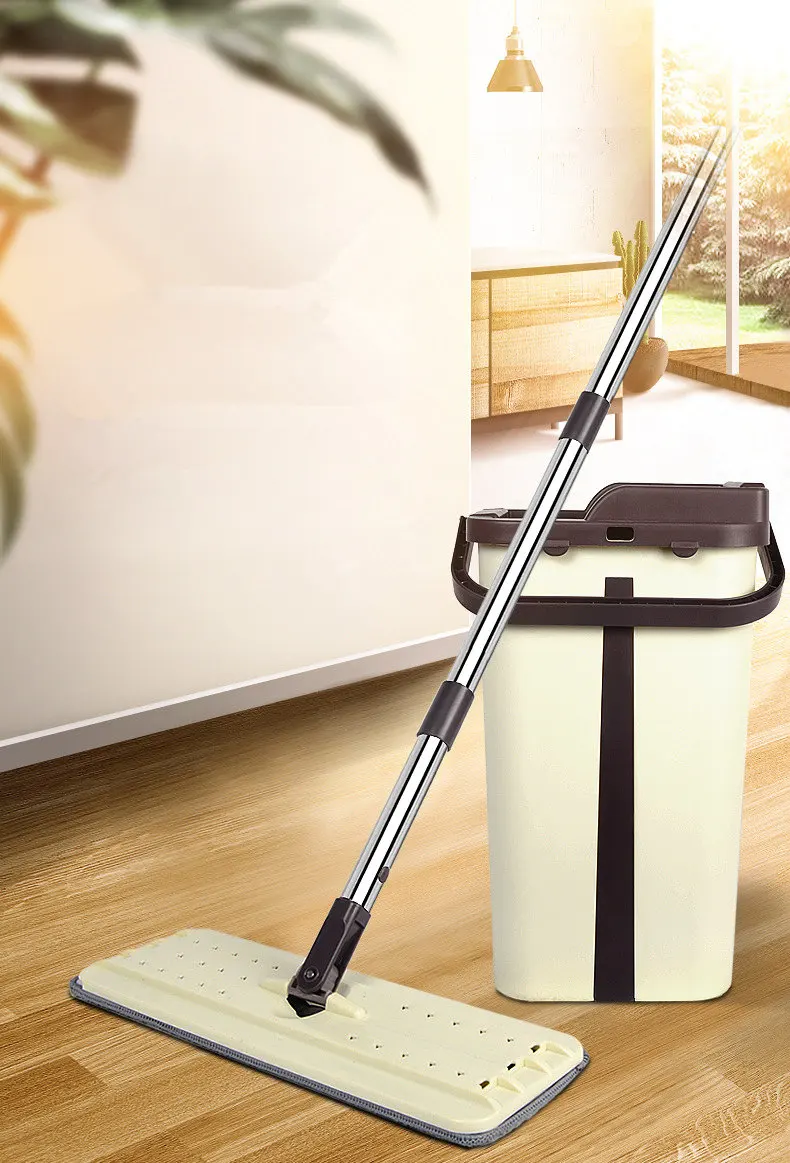 

New Magic Cleaning Cloth Mops Spin Mop with Free Hand Fiber Bucket Squeeze Spray Mop Flat Floor House Floor Cleaner Kitchen