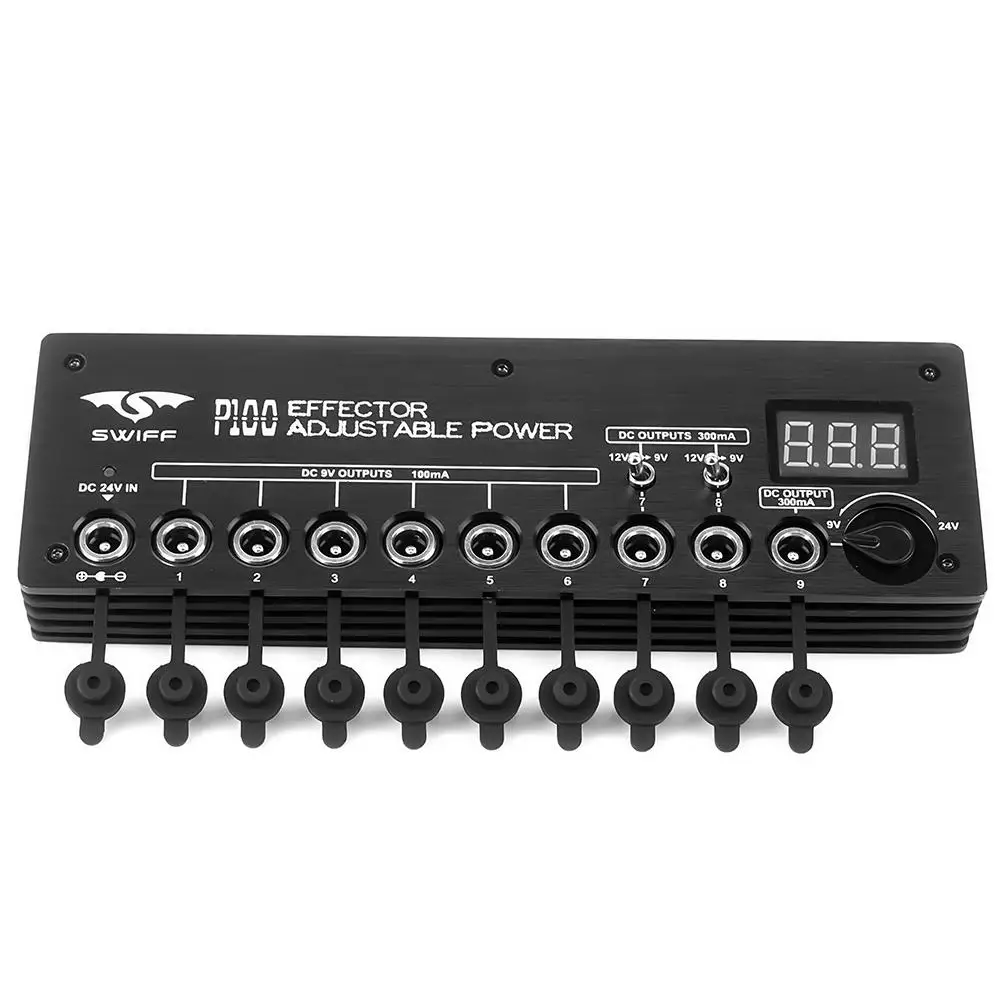 

Swiff P100 Electric Guitar Mini Ultra-thin Effect Device Voltage Adjustable 9-24V Power Supply 9 Isolated DC Output 9V 12V