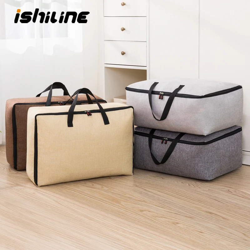 

Large Capacity Quilt Clothes Storage Bag Linen Cotton Fabric Wardrobe Organizer Washable Dust Bag Household Items