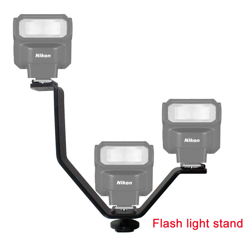 Kaliou V Shape Universal Metal Flash Bracket Stand Hot Shoe Speedlite Umbrella Holder With 1/4 Inch Screw for Canon Nikon Sony