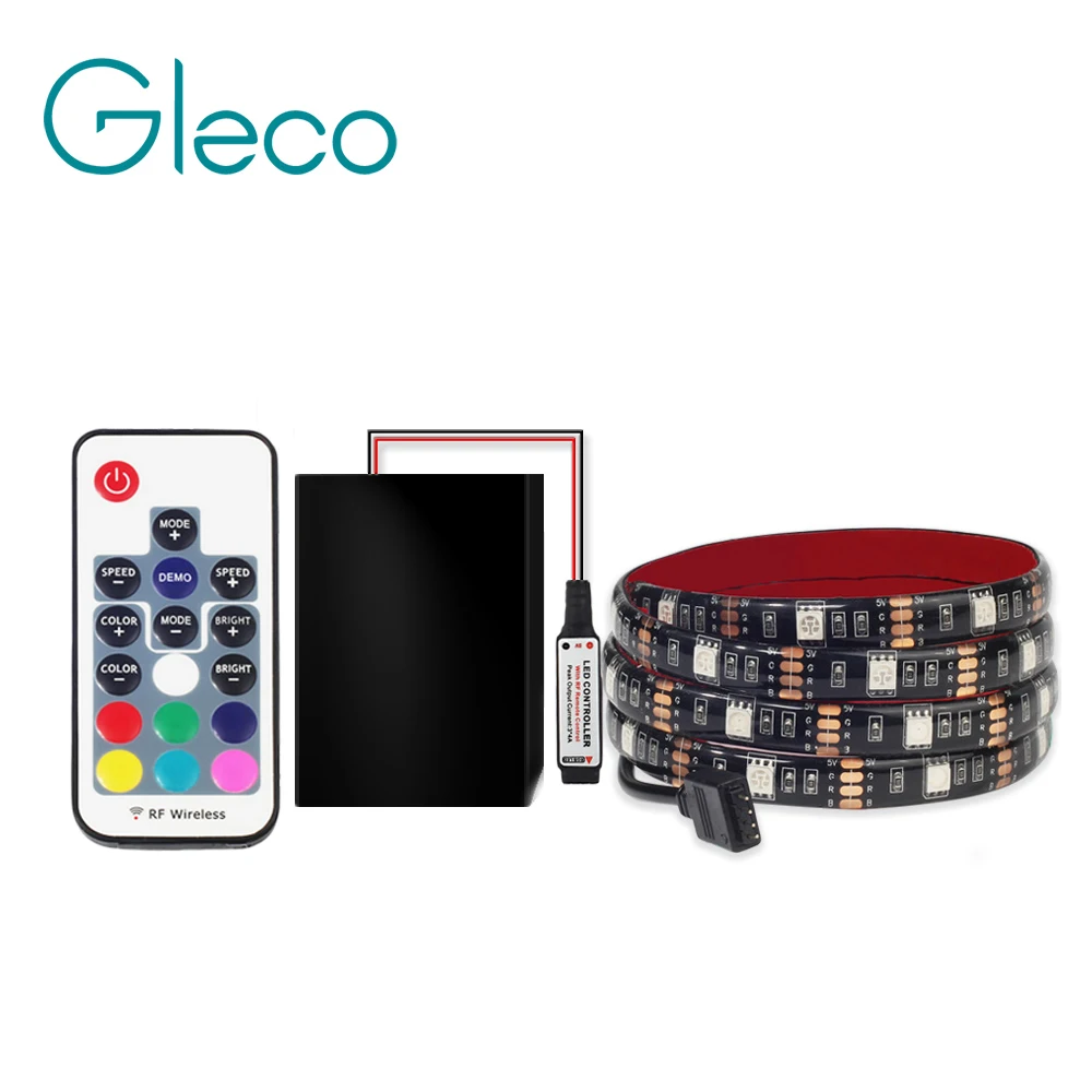 Светодиодная ленсветильник RGB 5050 на батарейках 1 м 2 IP20 / IP65 с мини контроллером 3