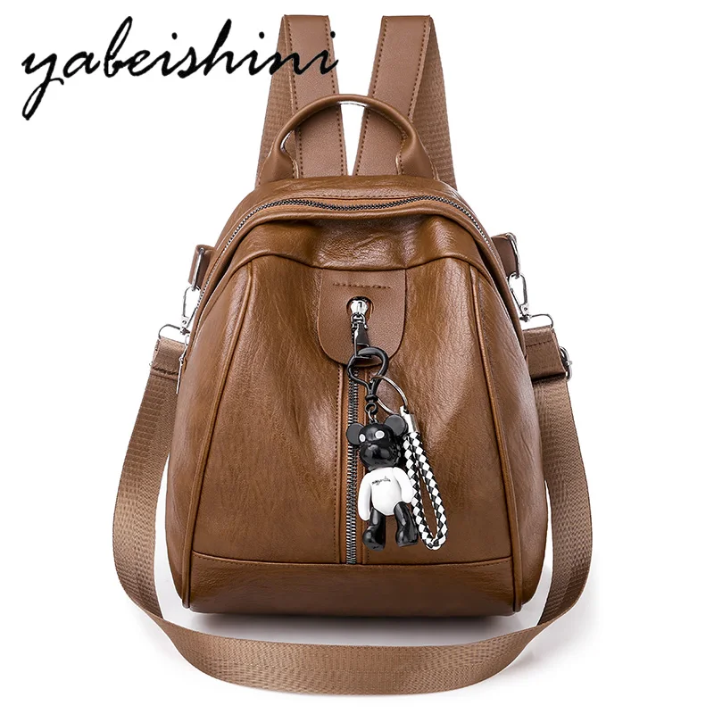 

Women's Retro Knapsack Travel Backpacks Women's PU Leather Backpack sac a dos mochilas masculina girl Shoulder School Bags