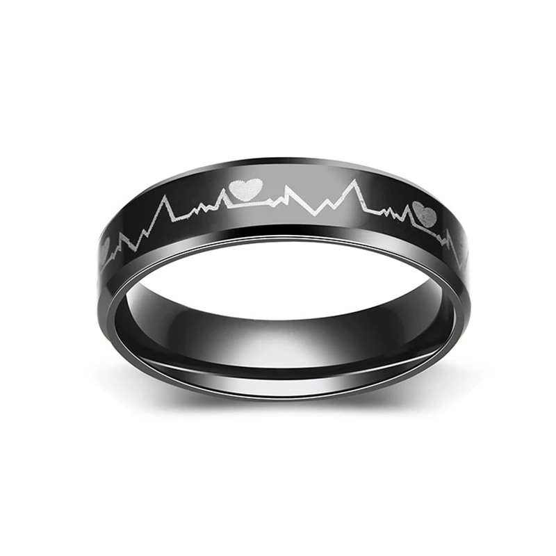 Властная модные Кольца из нержавейки Корейская версия личности продажи кольцо ecg кольцо «сердцебиение» ювелирные изделия