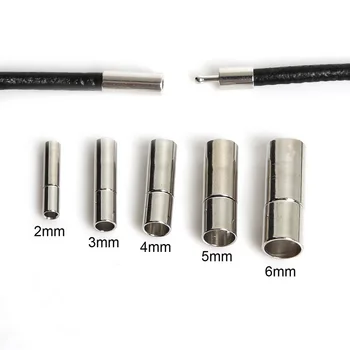 

2/3/4/5/6mm 10pcs/lot Rhodium End Caps Metal End Clasps Round Leather Cord For Jewelry Making Necklace DIY Jewelry Findings