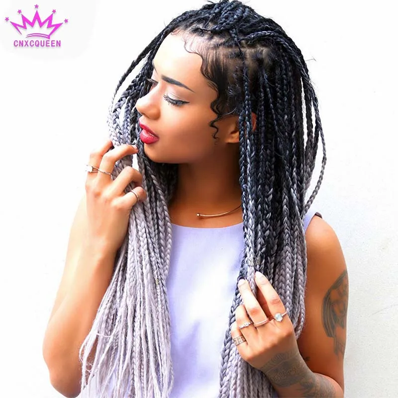 10pcs Jumbo Braiding Hair Black Grey Ombre Box Braids Hair