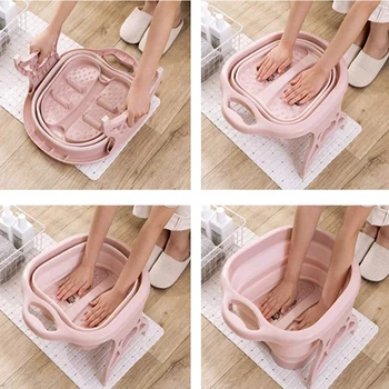 

Foldable Footbath plain foaming massage bucket Plastic foot bath basin large heightening footbath fording barrel Reduce Pressure