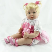 Reborn Baby Doll 22 дюймов 55 см Силиконовая виниловая девочка-кукла светлые волосы мягкая ткань тело живой малыш ребенок Рождество подарок для детей