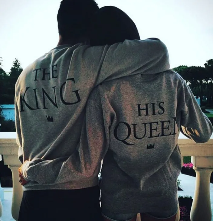 

Valentine's Day KING QUEEN Women Sweatshirt Hoodie Streetwear Rose Print Womens Clothing Love Hoodies