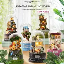 Новое поступление DIY Кукольный дом мминиатюрный деревянный кукольный домик Каса де бонека с игрушечная мебель для детей-вращающийся музыкальный мир