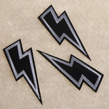 

Lightning Embroidered Iron on Patches Clothing Retro Stripes Motif Appliques-m18