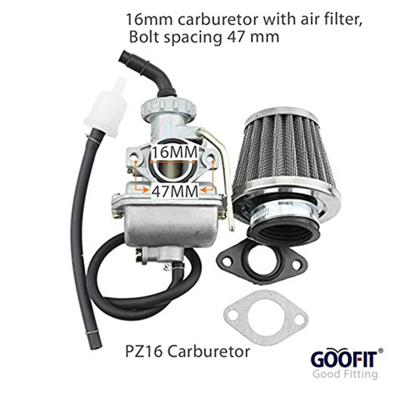 GOOFIT 16 мм Карбюратор с воздушным фильтром для 50cc 70cc 90cc ATV Dirt Bike и Go Kart Group-44