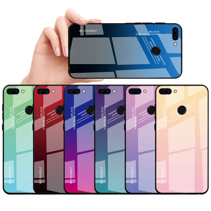 

9H Tempered Glass Aurora Gradient Color Case For Huawei Honor 8X Mate 20 Pro Lite P20Pro Mate 10 Lite Nova 3i 2i 3E P Smart Plus