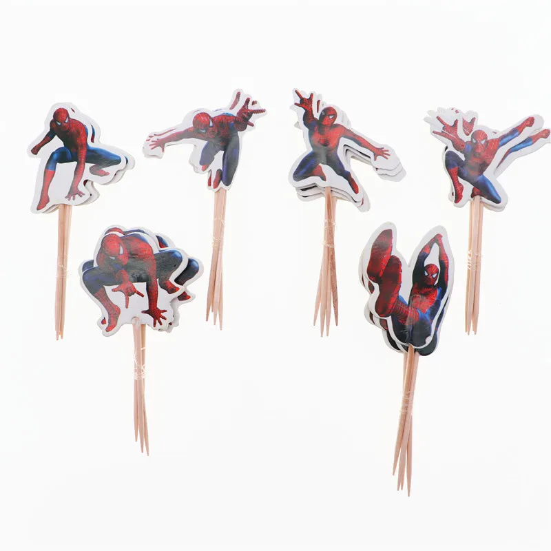 

24pcs Spiderman Cake Hat Boy Party Cupcake Toppers Kids Birthday wedding Decoration Family Party Supplies