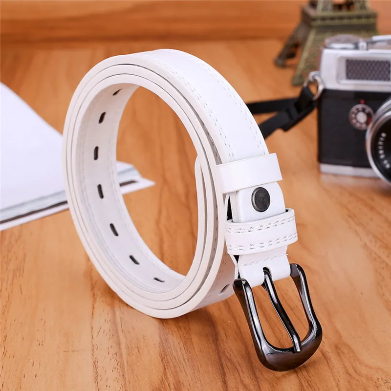Women Lady Girls Skinny Belt Thin Leather Buckle Narrow Waistband Leather belt for women Fashion Accessory 40JA0418
