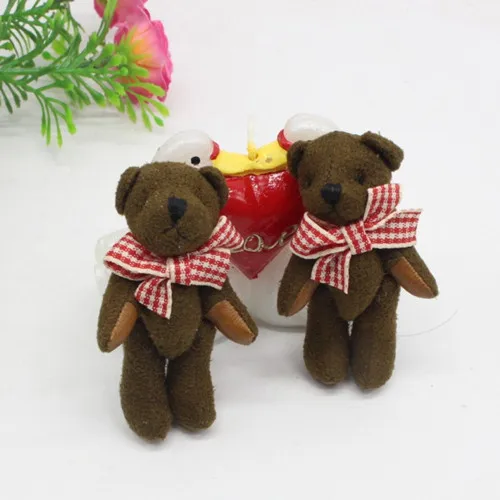 Plush toy, joint bear, suede teddy bear doll, DIY bow tie, little bear bag accessory with buckle 1