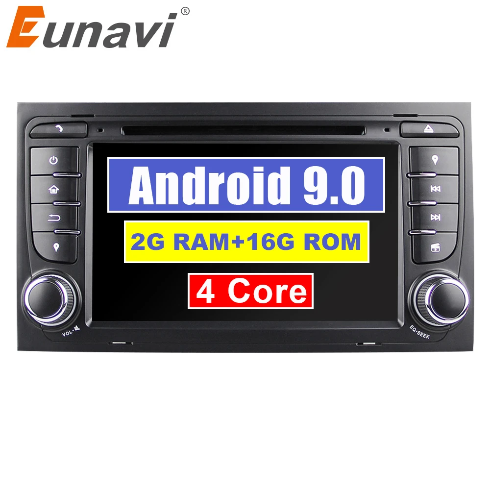Eunavi 2 Din Android 9,0 Автомобильный DVD Радио gps навигация для Audi A4 S4 RS4 8E 8F B7 B9 сиденье Exeo Авто ПК мультимедиа стерео плеер