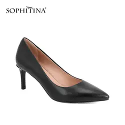 SOPHITINA элегантный тонкий туфли-лодочки на каблуке для женщин высокое качество ручной работы острый носок овчины офисная Классика Женская