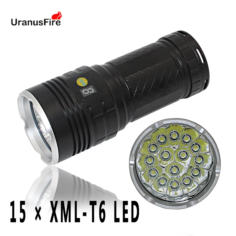 

Uranusfire USB 15 XML T6 LED King Powerful LED Flashlight Torch Light 4 modes rechargeable 18650 Tactical linterna for camping