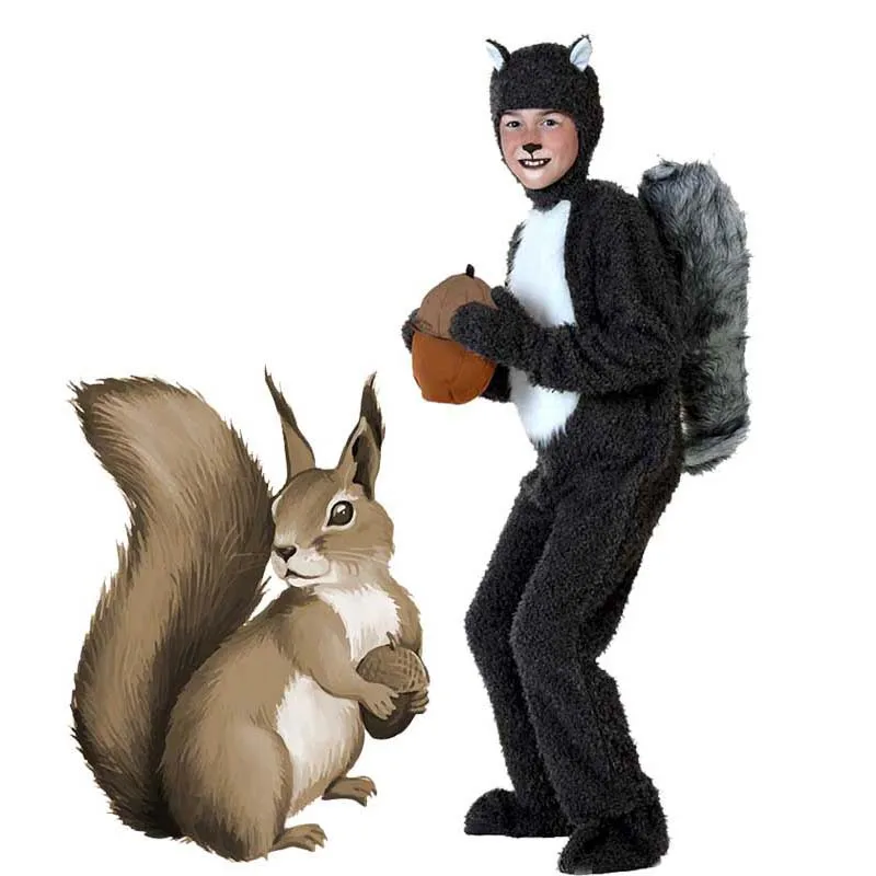 

Halloween cosplay Adult kids Boy animals plush squirrel Costumes clothes Stage Amphibian costume child Animal squirrel Jumpsuits
