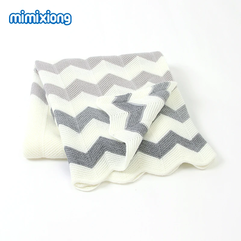 Cheap Super Soft Newborn Swaddle Wrap Blankets Stripe Knitted Infant Baby Basket Blanket Summer Air Conditioning Toddler Bedding Quilt