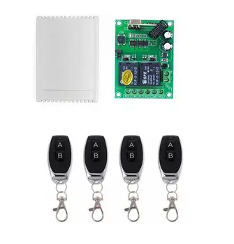 

top universal DC12V 2CH RF Wireless Remote Control System teleswitch 4 x transmitter with 1 receiver for gate /radio receiver
