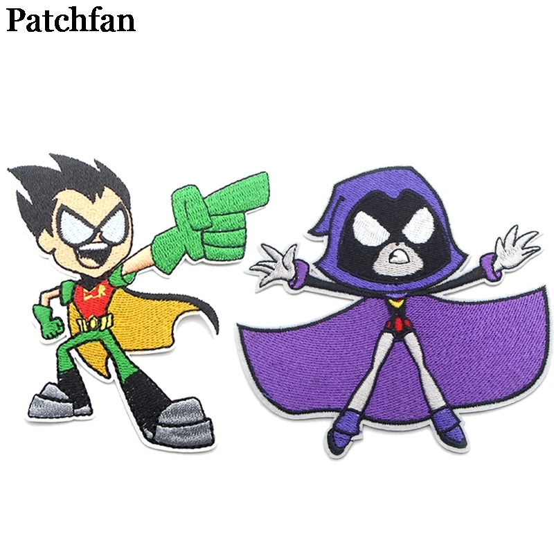 

Patchfan Teen Titans applique patches iron on para shirt clothes jacket embroideried sticker cartoon clothing dress badge A2101