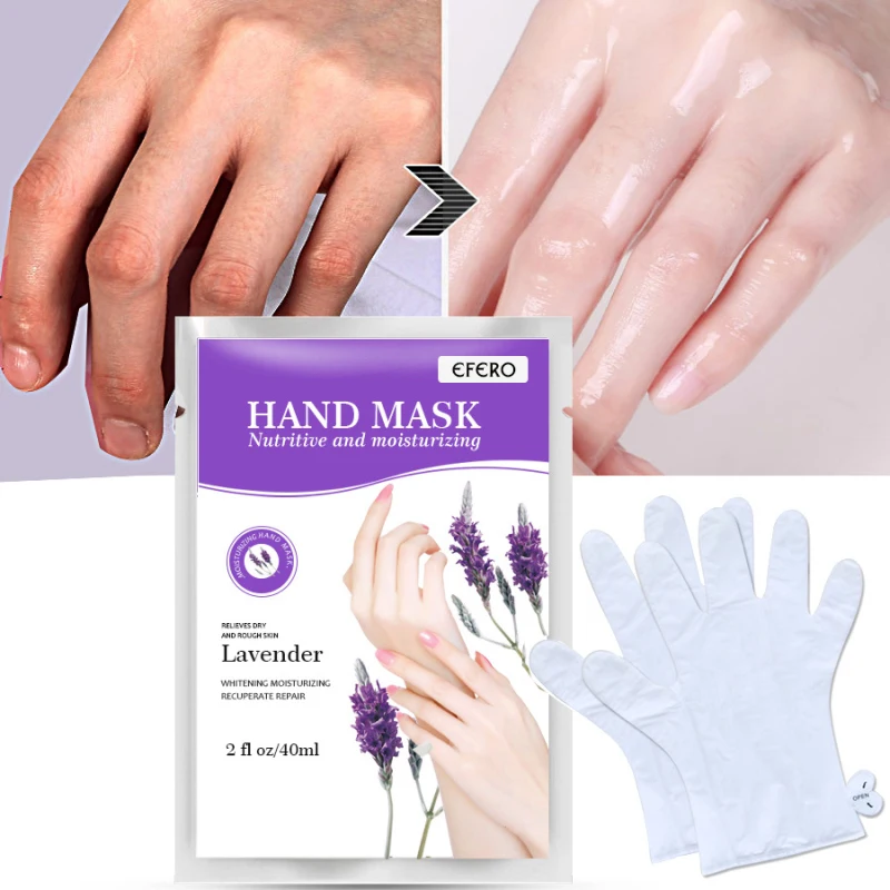 

Moisturizing Hand Mask Lavender Hyaluronic Acid Hand Patch Remove Dead Skin Anti-Drying Exfoliating Hand Gloves Skin Care TSLM1