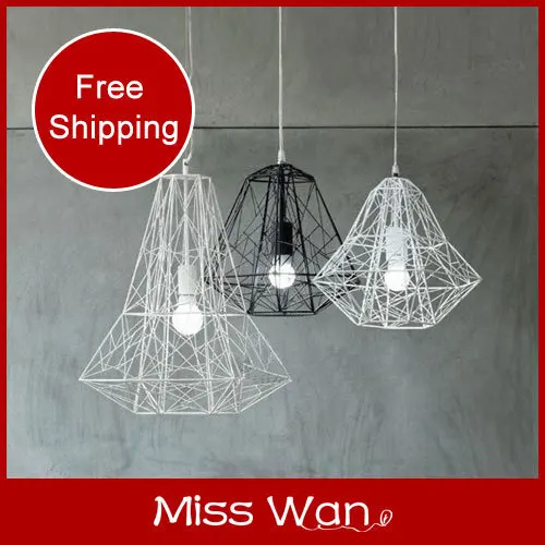 New! Wrought iron bird cage pendant light diamond modern brief E27 lamp holder apply in living room/bedroom | Лампы и освещение