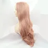 Sylvia Peach Red  Color Natural Wave Hair Mixed Pink Synthetic Lace Front Wigs Heat Resistant Fiber Hair For Women Hair Wigs ► Photo 2/6
