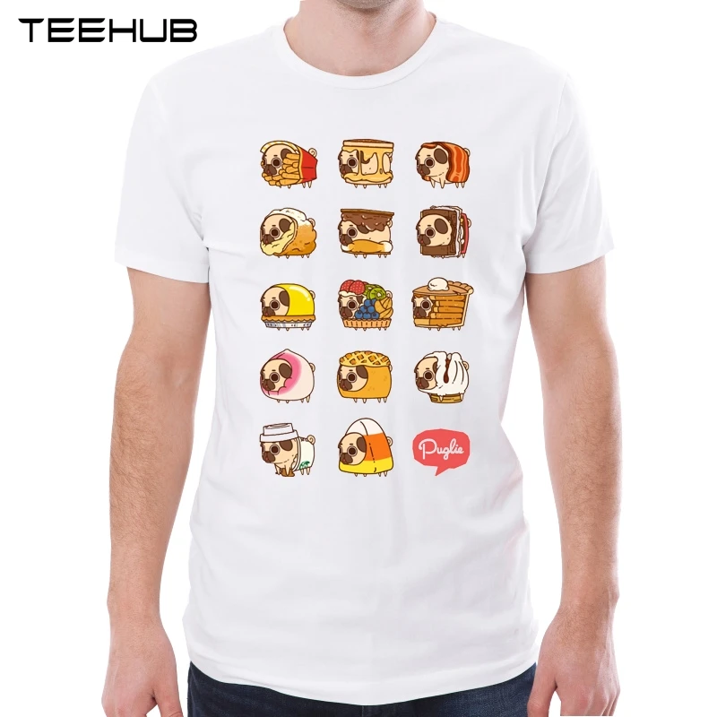 

TEEHUB New Arrival 2019 Men Fashion Funny Pug Hamburger Printed T-Shirt Short Sleeve Tee Hipster Cool Design Tops