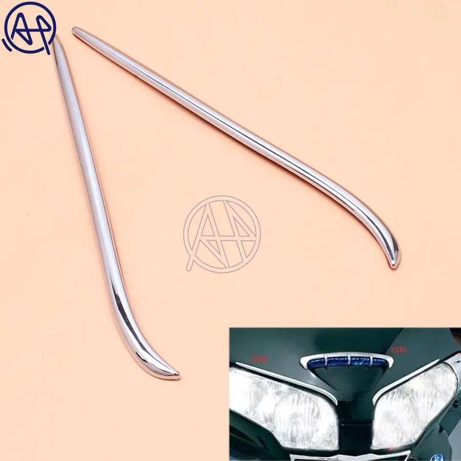 1pair Chrome Motorcycle Fairing Eyebrows Trim Headlights Edge