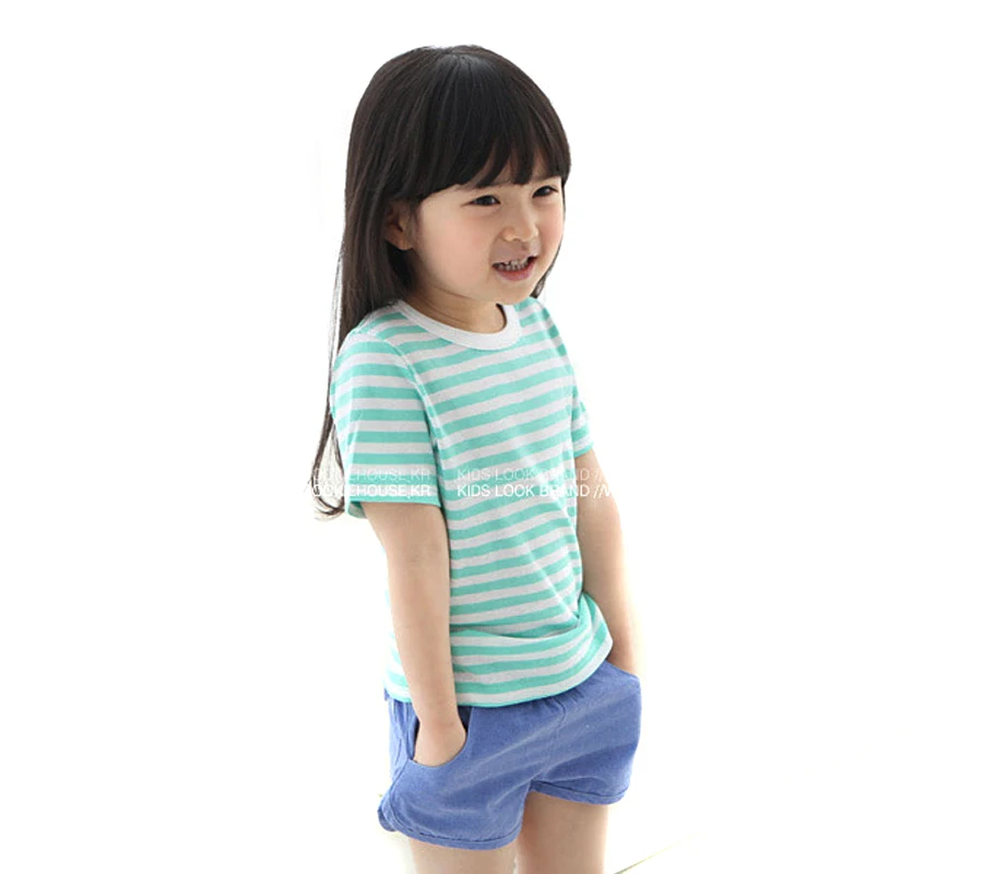 

Summer Striped cotton T-shirt girls Short Sleeve Striped T-Shirt kids fashion girls candy color bottoming t shirt kids clothing