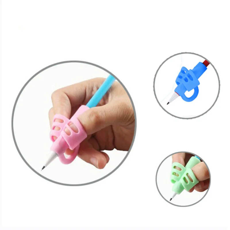 

3pcs Kid Pen Pencil Holder Help Learn Writing Tool Baby 3-finger Grip Silicone Correction Tools Practise Device Postures Grip